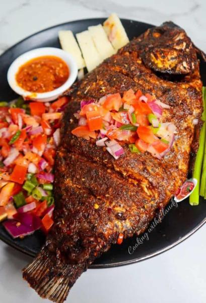Fried Yam with Fried / Grilled Tilapia